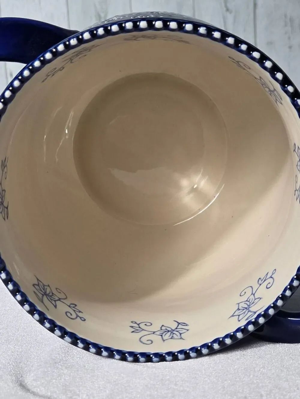 Temp-tations By Tara Blue Floral Lace Ceramic Utensil Crock Soup Pot - Picture 5 of 6